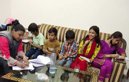 Instructor Wardah with Little lingusits of Lahore
