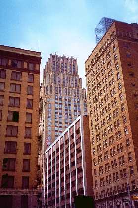 Gulf building amid Houston hi-rises, Texas