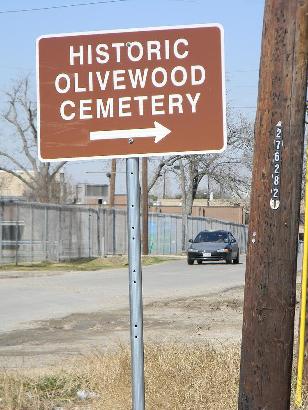 ouston, Texas - Sign to Historic Olivewood Cemetery 