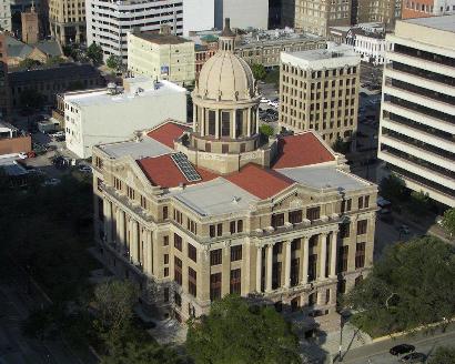 Houston TX -  1910 Harris County courthouse birds eye view