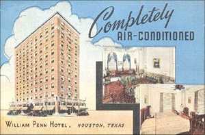 Willaim Penn Hotel Houston Texas 1942 old post card