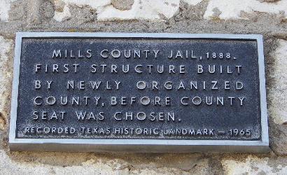 Goldthwaite TX - Mills County Jail historical marker