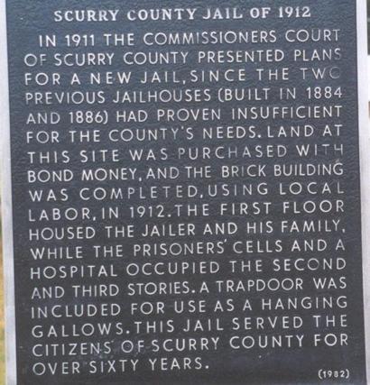 1912 Scurry County Jail historical marker text, Snyder Texas
