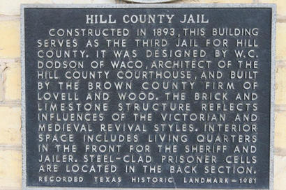 Hillsboro Texas  Hill County Jail marker text