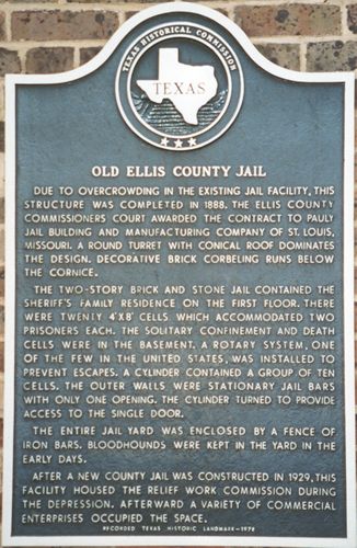 Old Ellis County Jail historical marker, Waxahachie, Texas