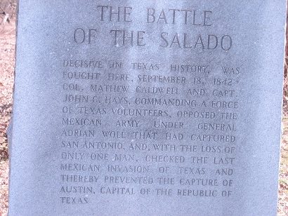 Battle Of Salado Creek TX 1936 Centennial Marker text