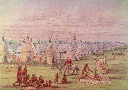 Comanchee Village 1834 by George Catlin