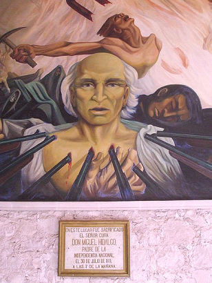 Panal of Government Palace mural depicting Hidalgo execution in Chihuahua