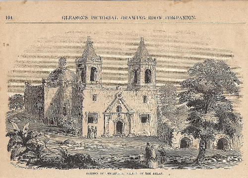 Mission Concepcion 1854 engraving - San Antonio Mission Trail
