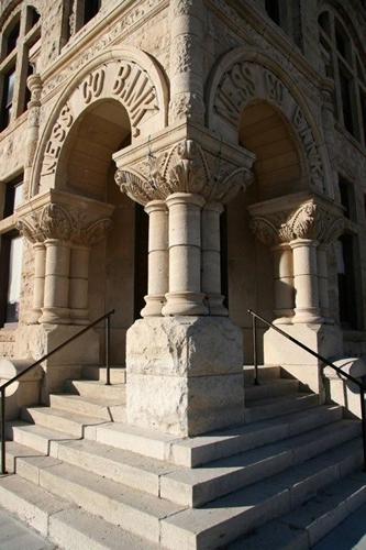 1890 Ness County Bank building entrance arches, Ness City, Kansas 