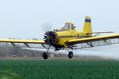 Ag Aircraft dusting crop near Ganado,  Texas