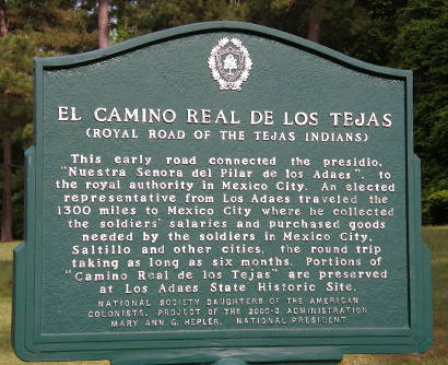 El Camino Real De Los Tejas Historical Marker