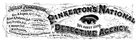Pinkerton's National Detective Agency  logo"We never sleep."