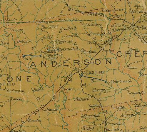 Anderson  county TX 1907 postal map