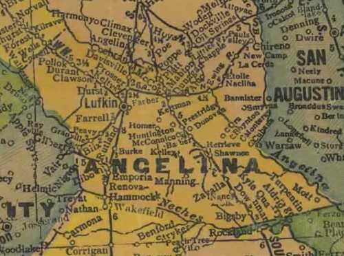 TX Angelina  County 1940s Map