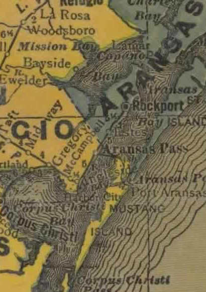 Aransas Bay Texas 1940s Map 