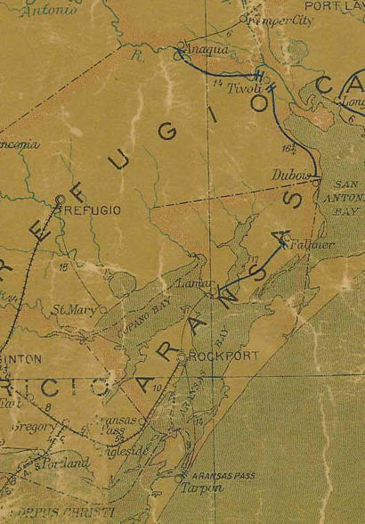 Aransas County TX 1907 postal map