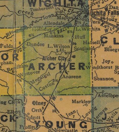 TX Archer  County 1940s Map