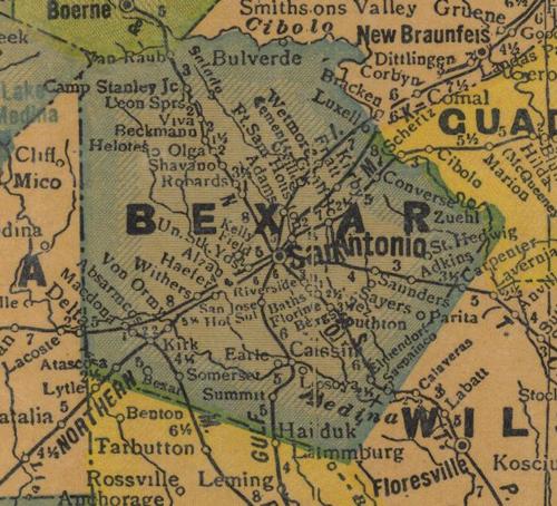 TX Bexar County 1940s Map