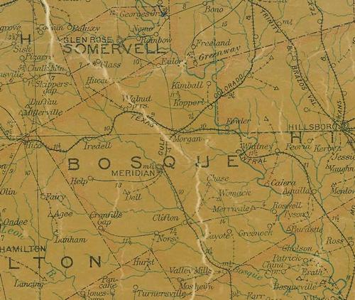 TX Bosque County Texas 1907 Postal Map
