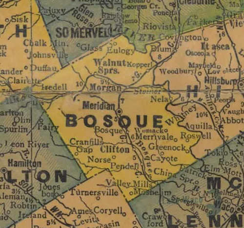 TX Bosque County Texas 1940s Map