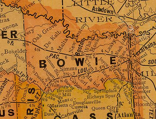 TX Bowie County 1920s Map