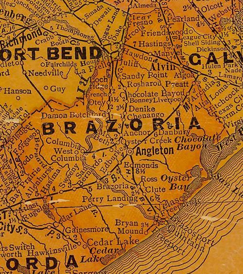 Brazoria County and Ft Bend County Texas 1920s map