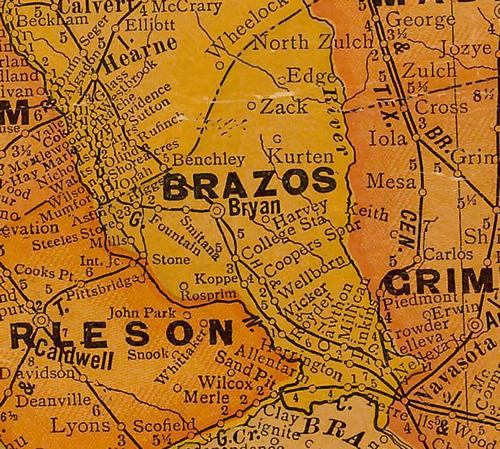 TX Brazos County 1920s Map