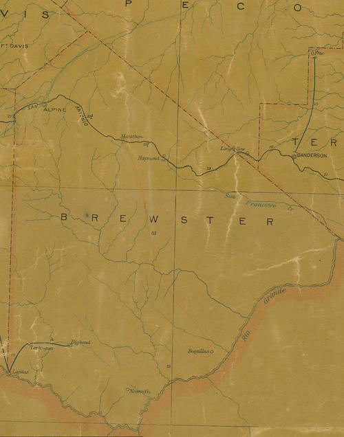 TX Brewster County 1907 postal map