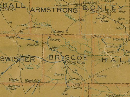 Briscoe County TX 1907 postal map