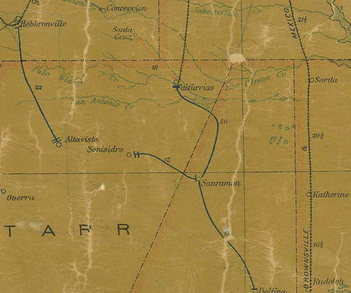 TX BrooksCounty 1907 Postal Map
