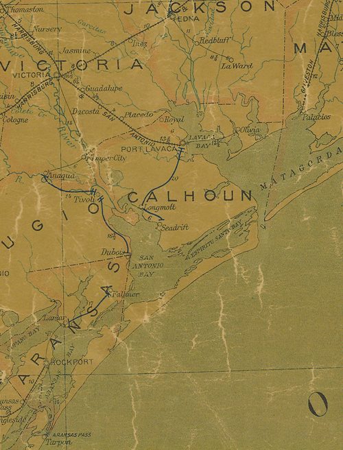 TX  Calhoun County 1907 Postal Map