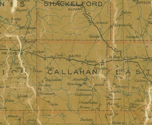 Callahan County TX 1907 psotal map