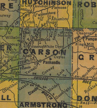 Carson County TX 1940s Map 