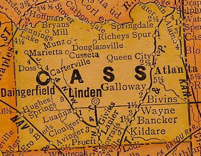 TX Cass County 1920s Map