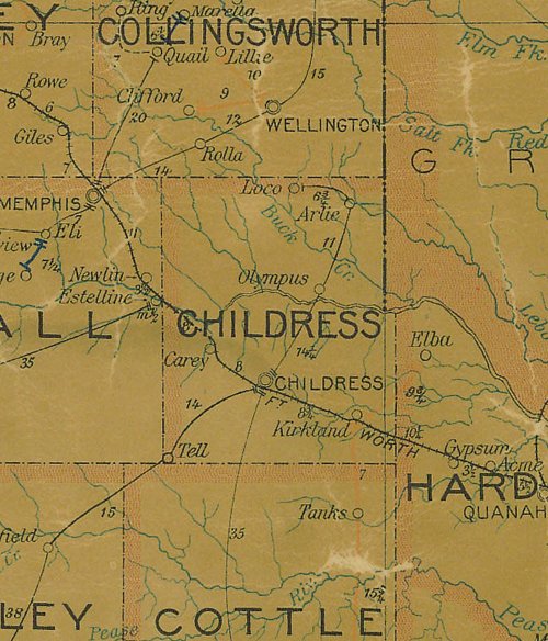 Childress County TX 1907 Postal Map 