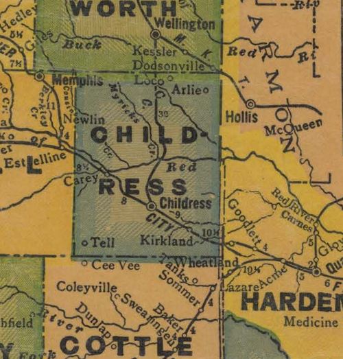 Childress County TX 1940s Map 