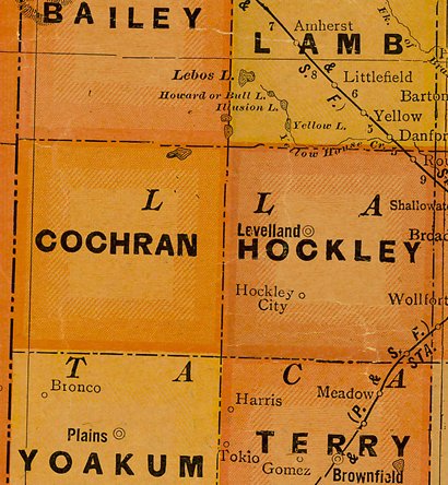 Cochran County TX 1920s map