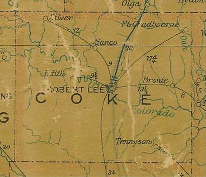 TX Coke County 1907 Postal Map
