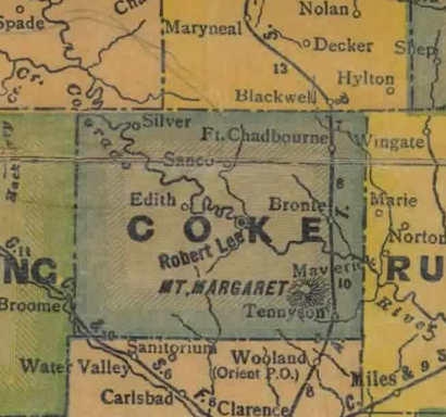TX Coke  County 1940s Map