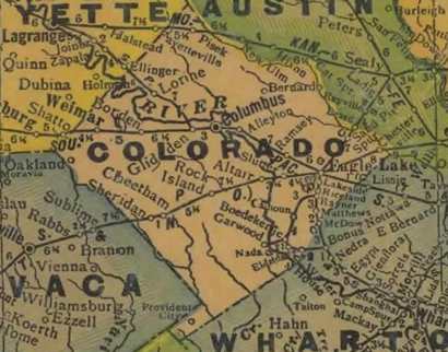 Colorado County Texas 1940s map