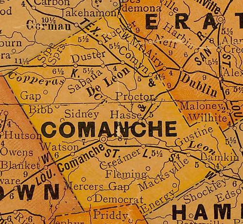 Comanche County TX 1920s Map