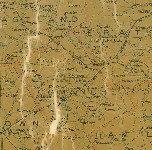 Comanche County TX 1907 Postal Map