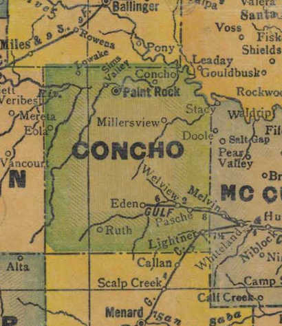 TX Concho County 1940s Map