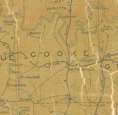 Cooke County TX 1907 postal Map