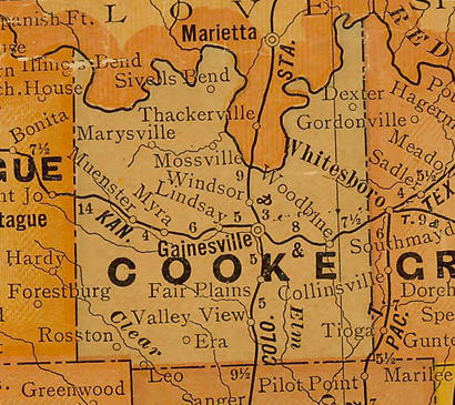 Cooke County TX 1920s  map