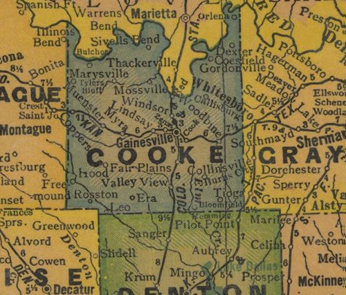 Cooke County TX 1940s Map