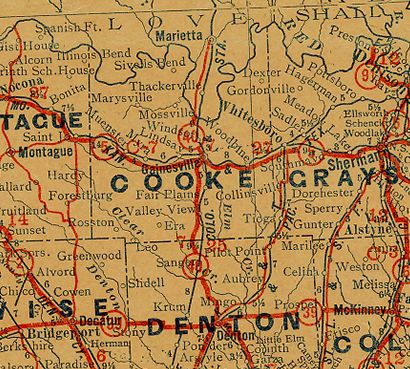 Cooke County Texas 1930s Map