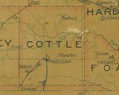 Cottle County TX 1907 Postal Map