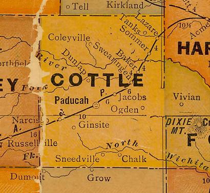 Cottle County TX 1920s Map